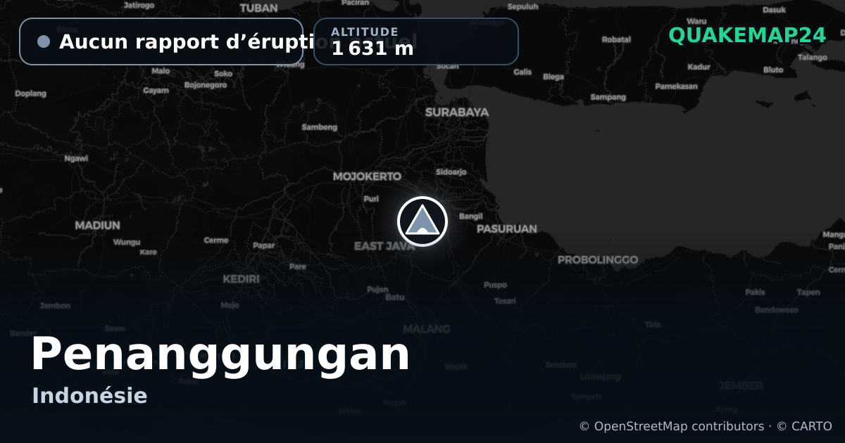 Penanggungan · Aucun rapport d’éruption actuel · 1 631 m