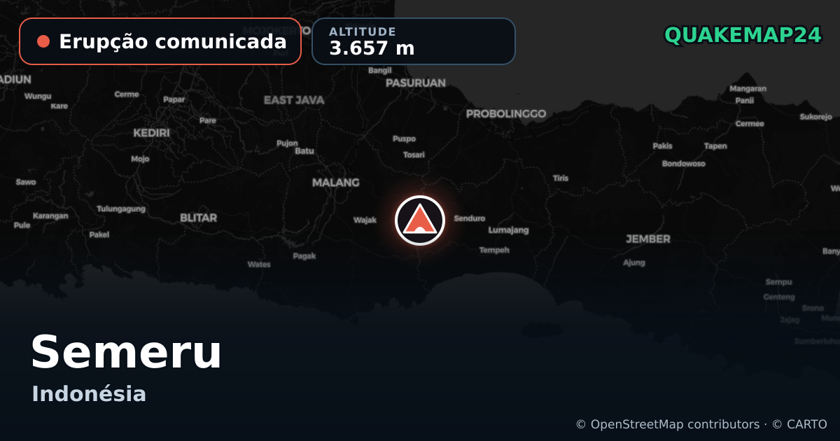 Semeru · Erupção comunicada · 3.657 m