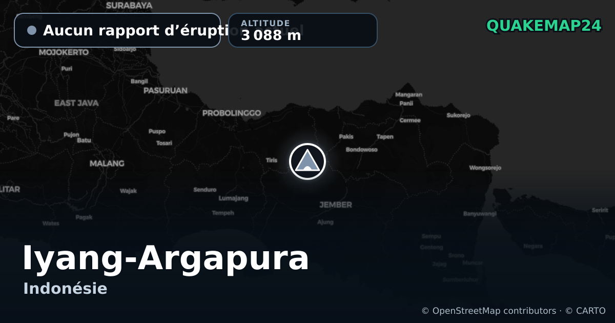 Iyang-Argapura · Aucun rapport d’éruption actuel · 3 088 m