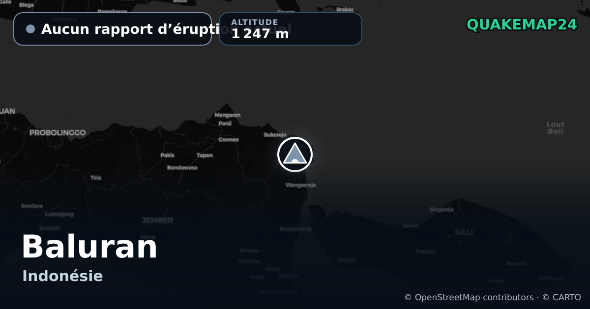 Baluran · Aucun rapport d’éruption actuel · 1 247 m