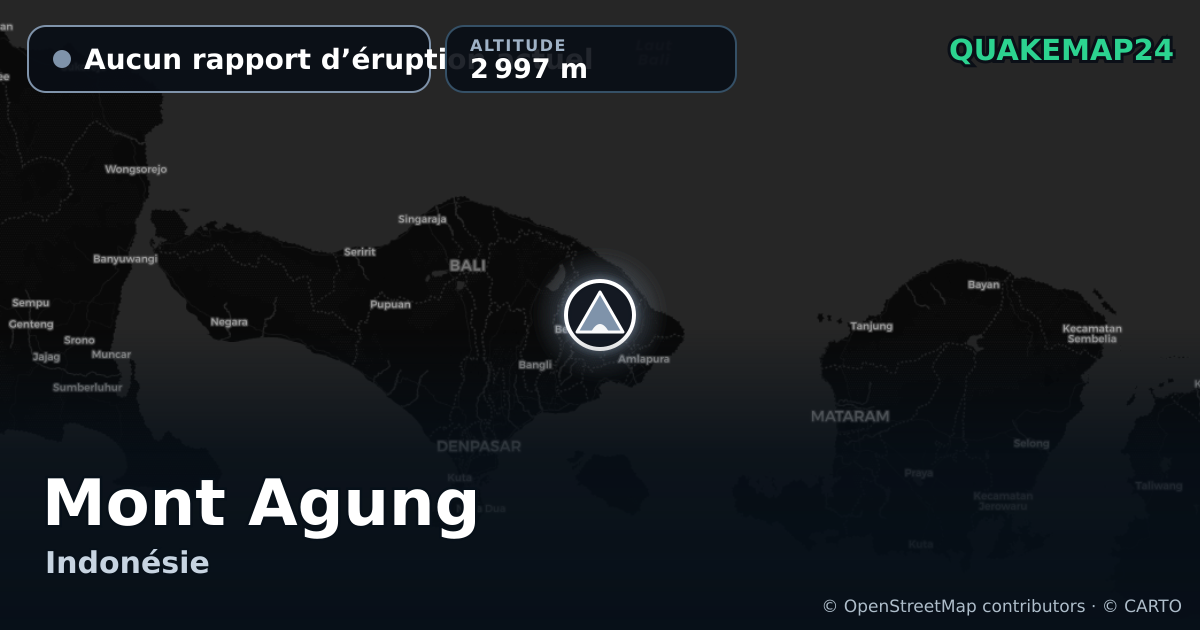 Mont Agung · Aucun rapport d’éruption actuel · 2 997 m