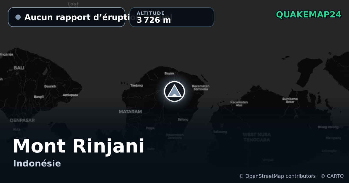 Mont Rinjani · Aucun rapport d’éruption actuel · 3 726 m