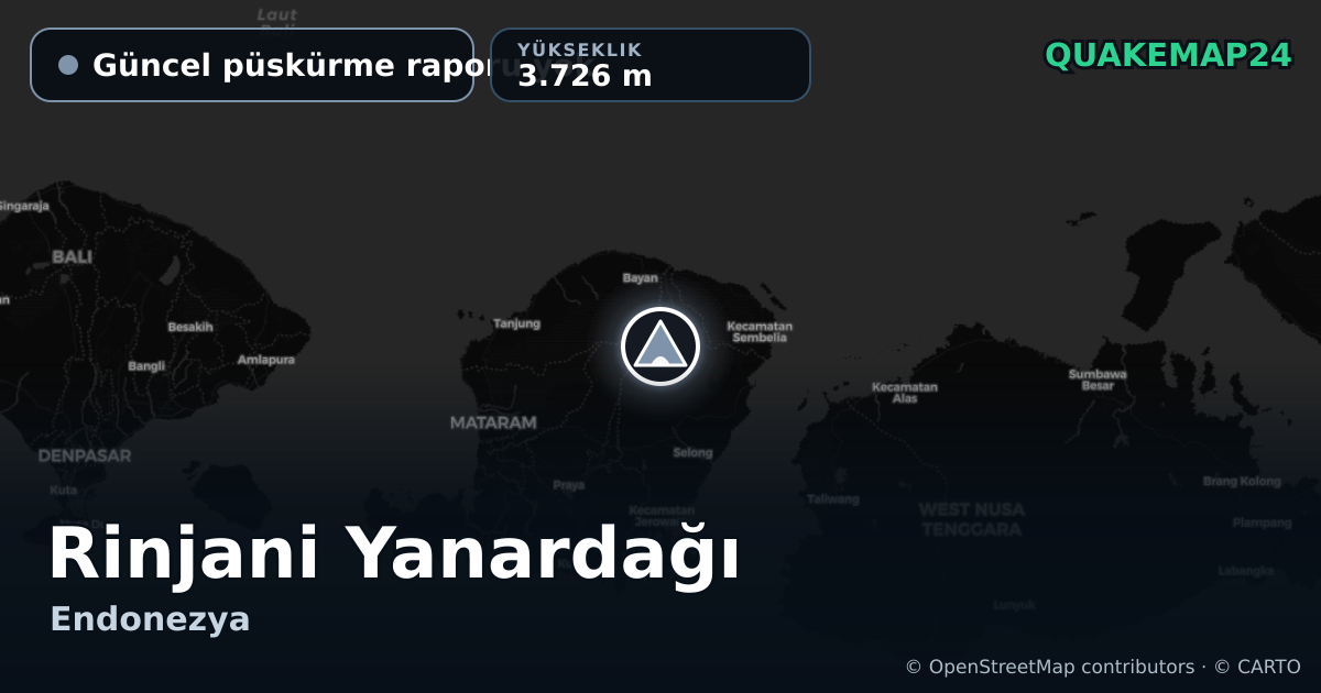 Rinjani Yanardağı · Güncel püskürme raporu yok · 3.726 m