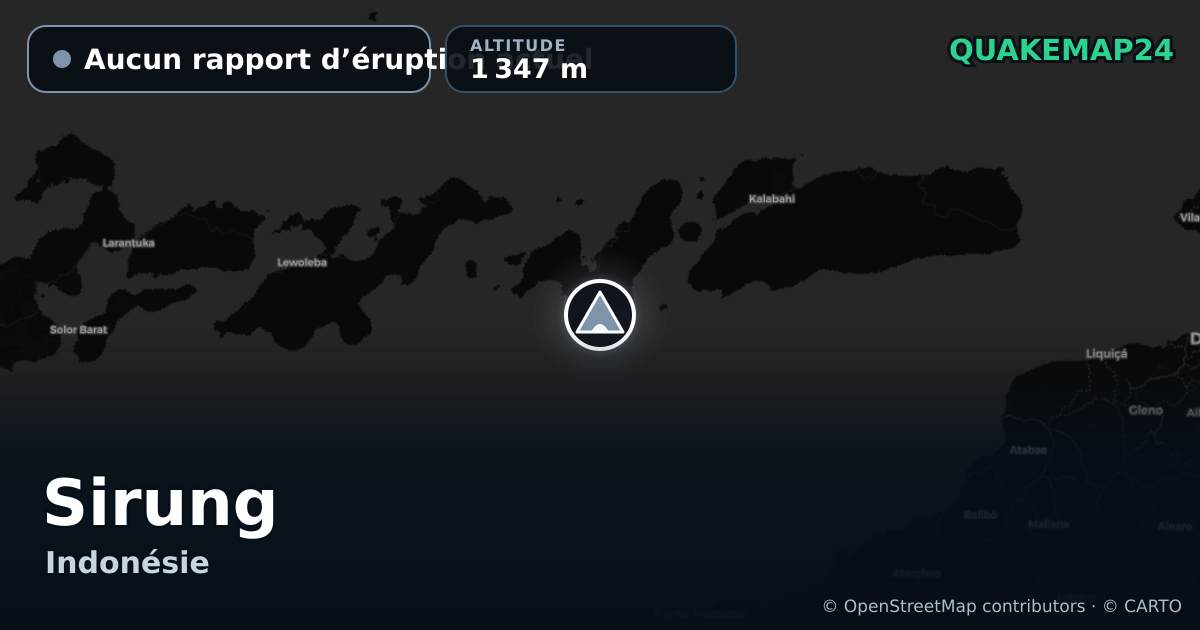 Sirung · Aucun rapport d’éruption actuel · 1 347 m