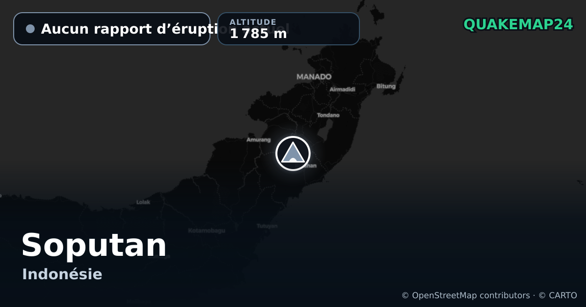 Soputan · Aucun rapport d’éruption actuel · 1 785 m