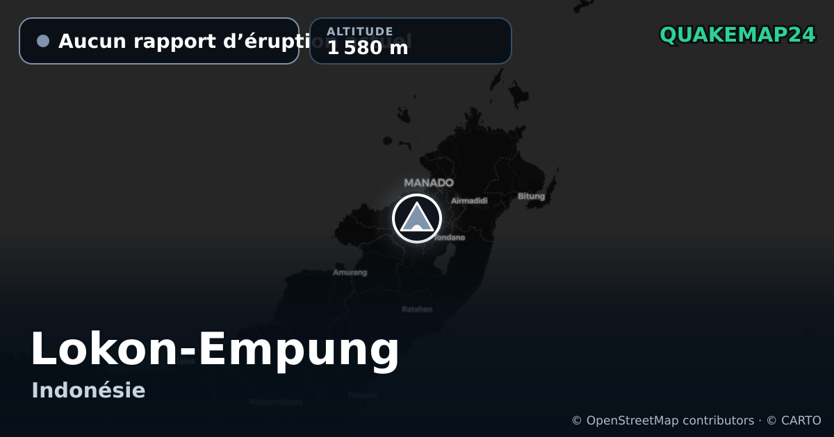 Lokon-Empung · Aucun rapport d’éruption actuel · 1 580 m