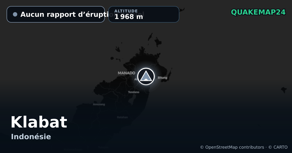 Klabat · Aucun rapport d’éruption actuel · 1 968 m