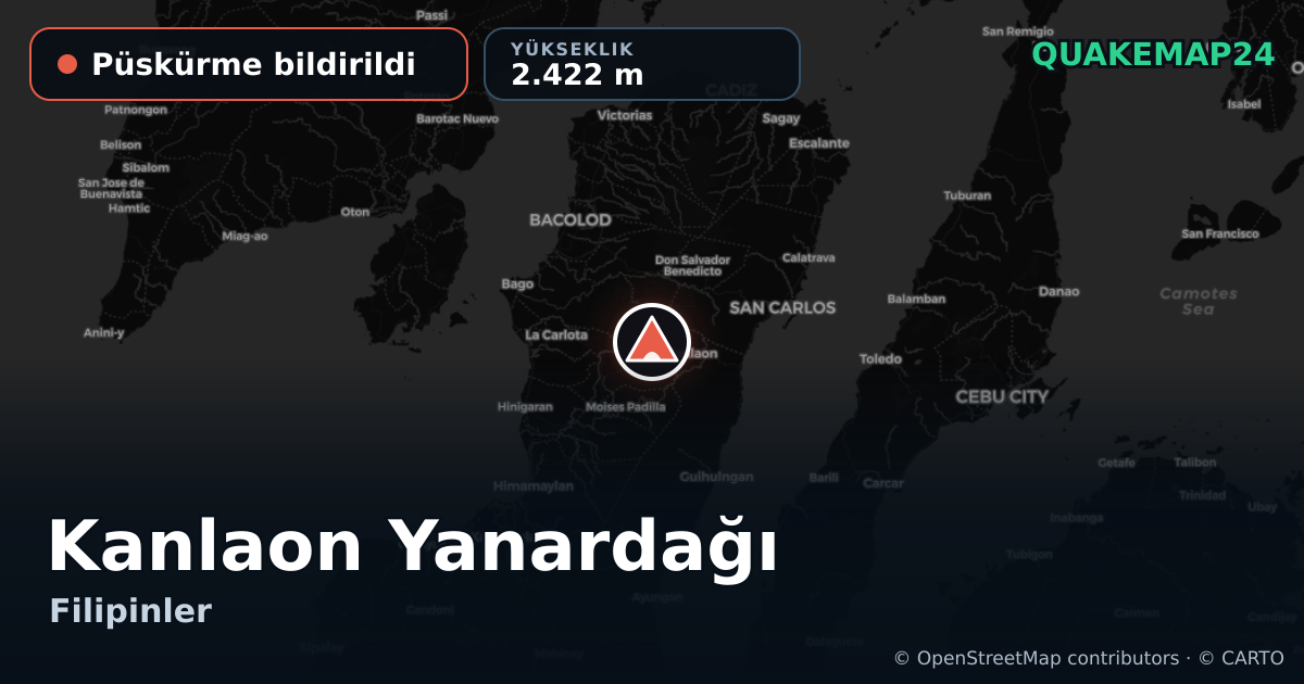Kanlaon Yanardağı · Püskürme bildirildi · 2.422 m