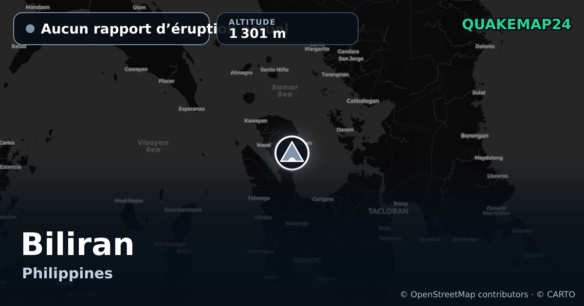 Biliran · Aucun rapport d’éruption actuel · 1 301 m