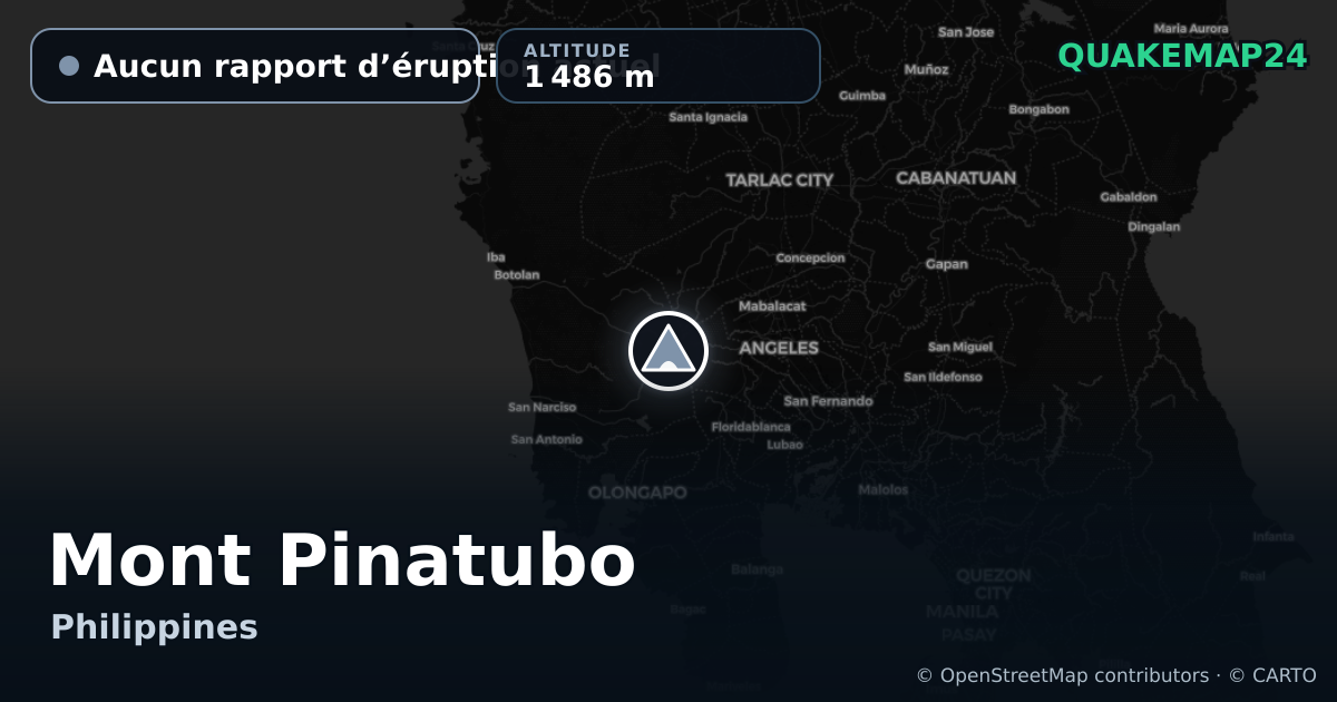 Mont Pinatubo · Aucun rapport d’éruption actuel · 1 486 m