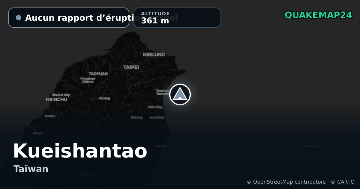 Kueishantao · Aucun rapport d’éruption actuel · 361 m