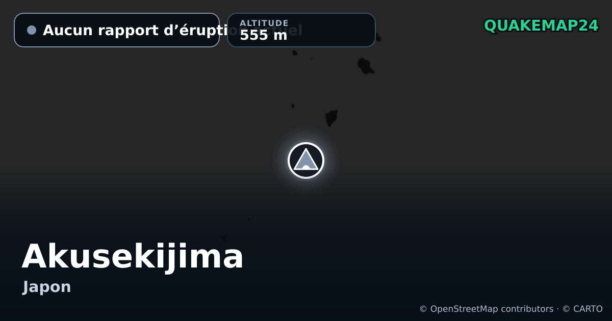 Akusekijima · Aucun rapport d’éruption actuel · 555 m