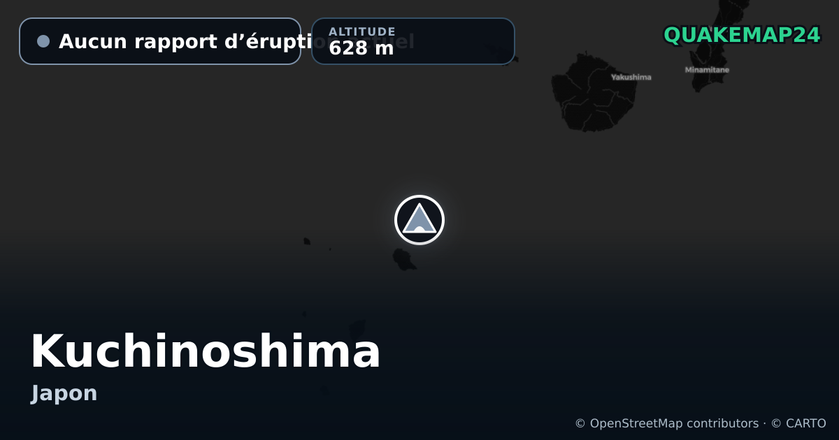 Kuchinoshima · Aucun rapport d’éruption actuel · 628 m