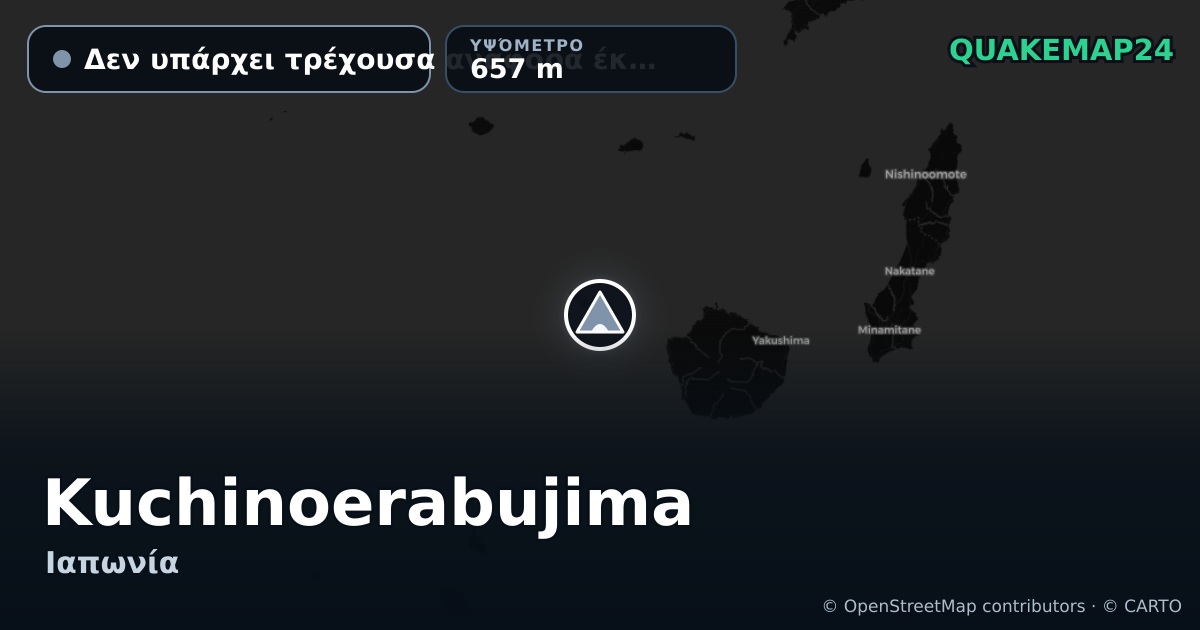 Kuchinoerabujima · Δεν υπάρχει τρέχουσα αναφορά έκρηξης · 657 m