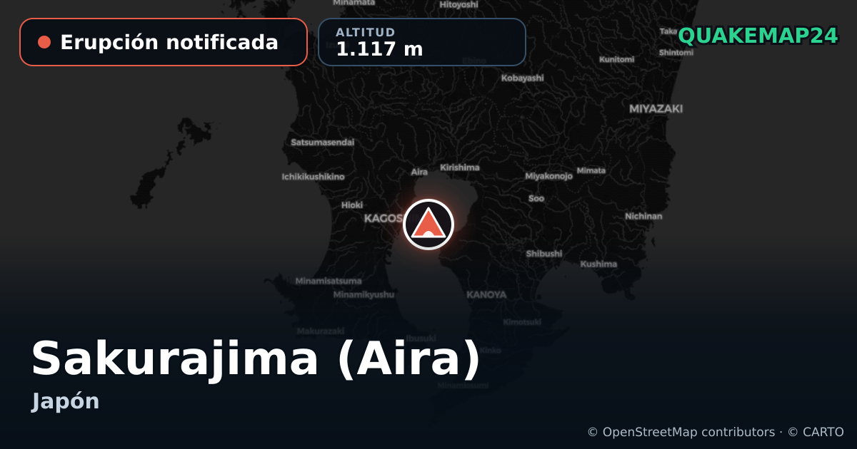 Sakurajima (Aira) · Erupción notificada · 1.117 m