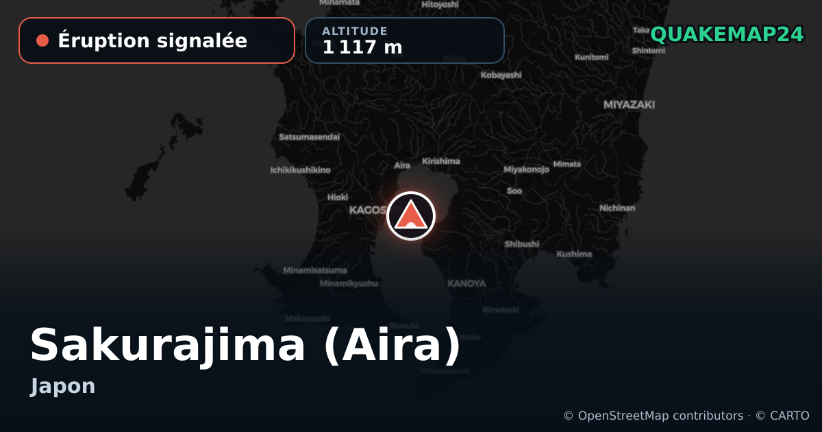 Sakurajima (Aira) · Éruption signalée · 1 117 m