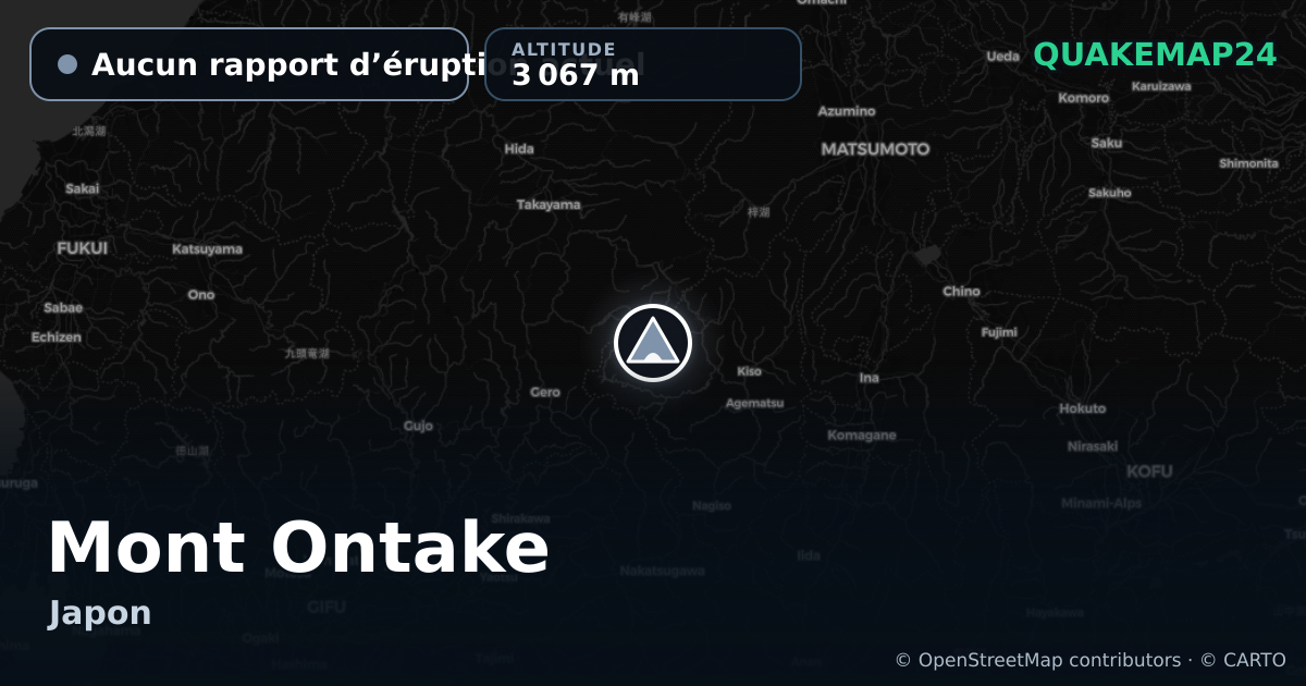 Mont Ontake · Aucun rapport d’éruption actuel · 3 067 m