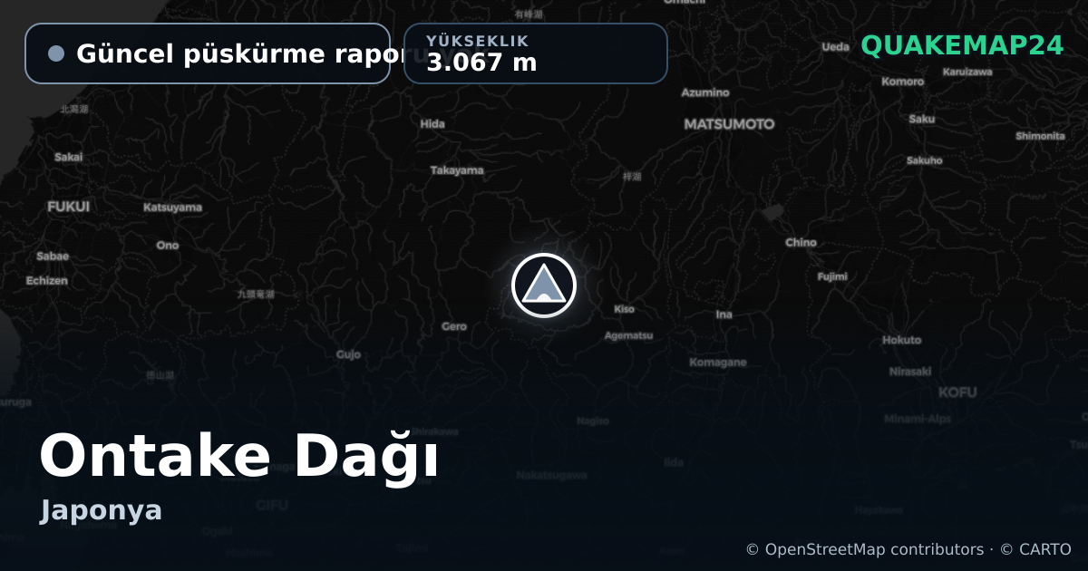 Ontake Dağı · Güncel püskürme raporu yok · 3.067 m