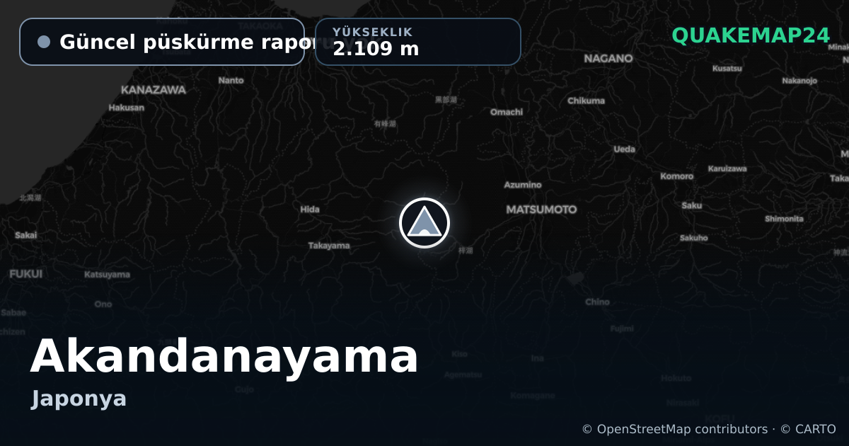 Akandanayama · Güncel püskürme raporu yok · 2.109 m