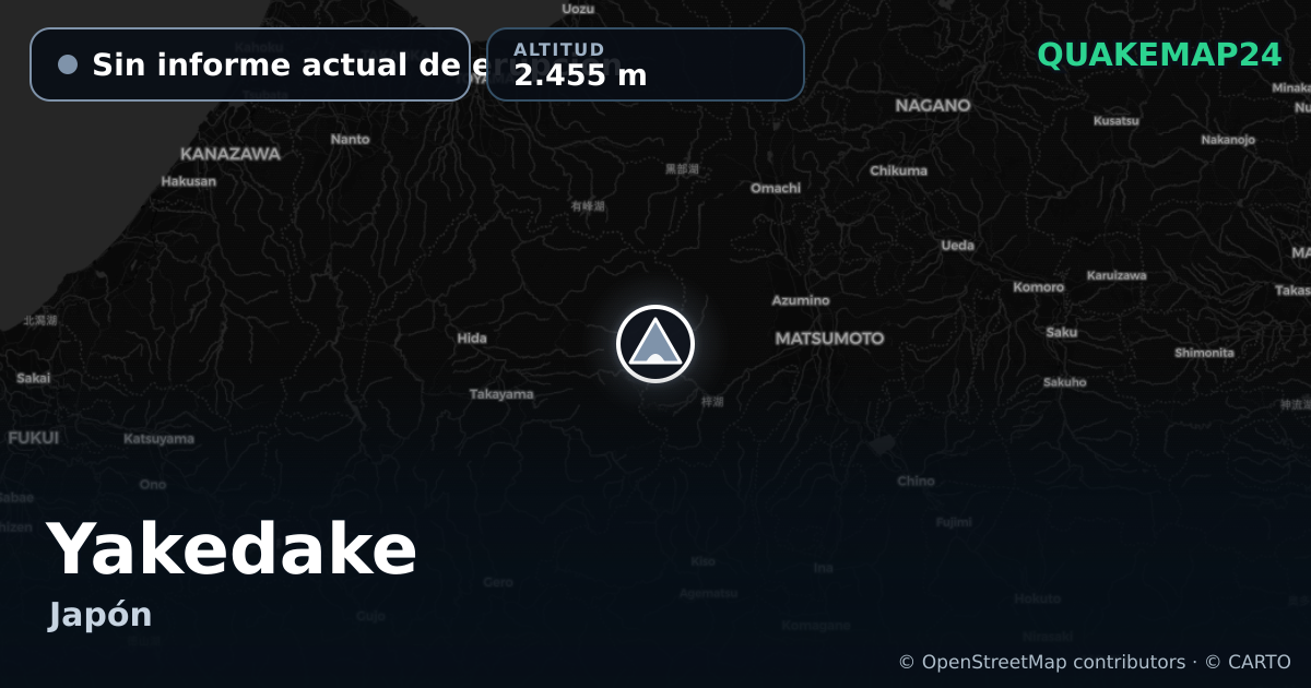 Yakedake · Sin informe actual de erupción · 2.455 m