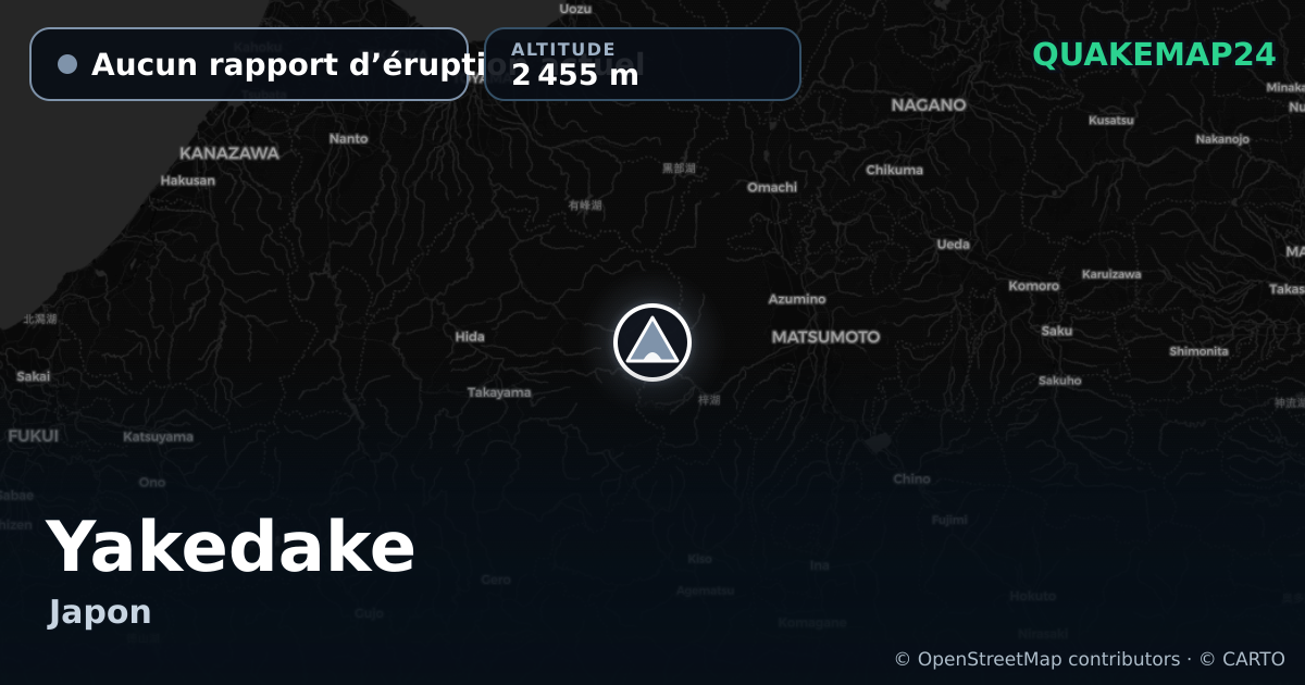 Yakedake · Aucun rapport d’éruption actuel · 2 455 m