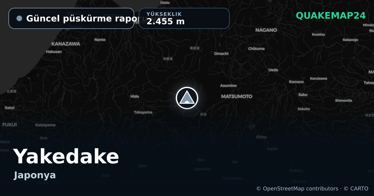 Yakedake · Güncel püskürme raporu yok · 2.455 m