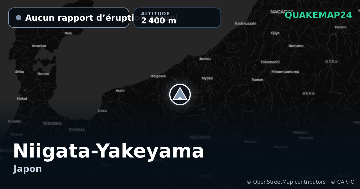 Niigata-Yakeyama · Aucun rapport d’éruption actuel · 2 400 m