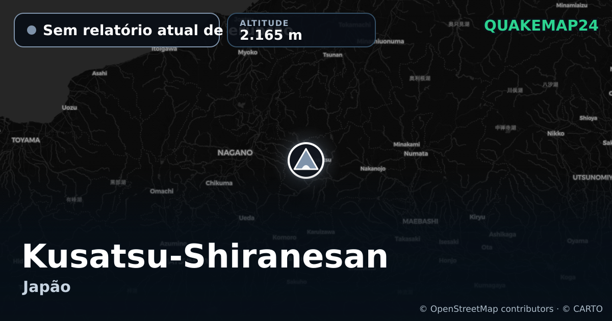 Kusatsu-Shiranesan · Sem relatório atual de erupção · 2.165 m