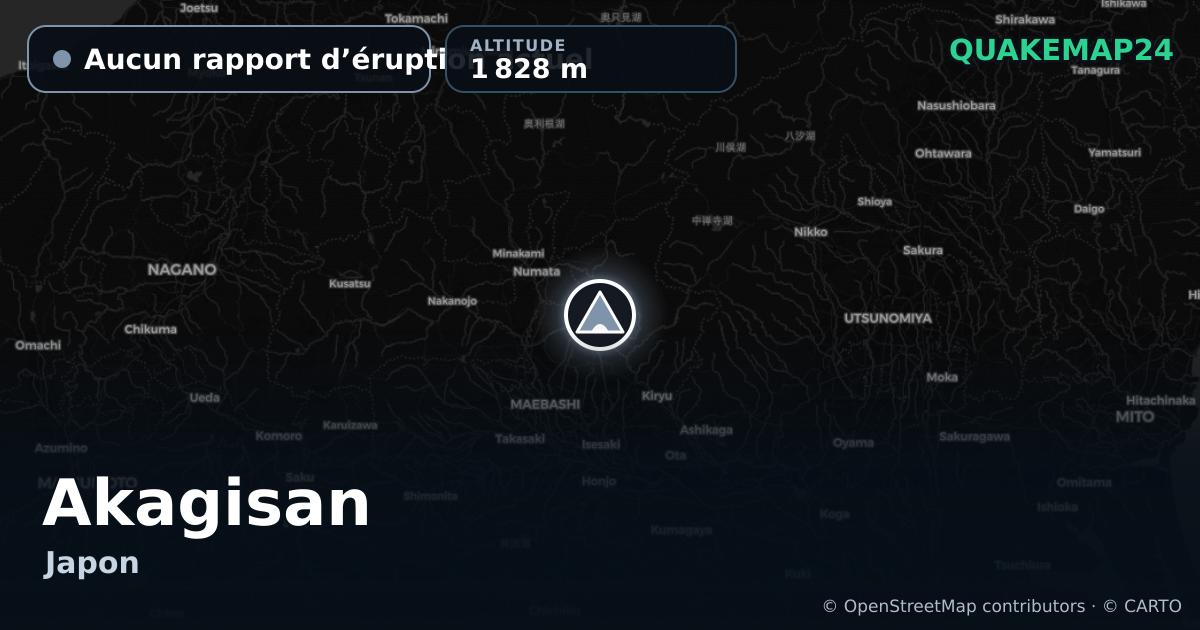 Akagisan · Aucun rapport d’éruption actuel · 1 828 m