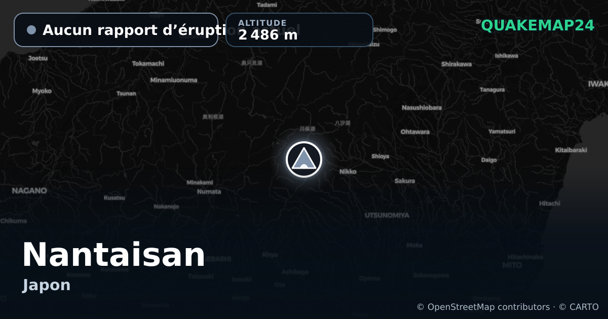 Nantaisan · Aucun rapport d’éruption actuel · 2 486 m
