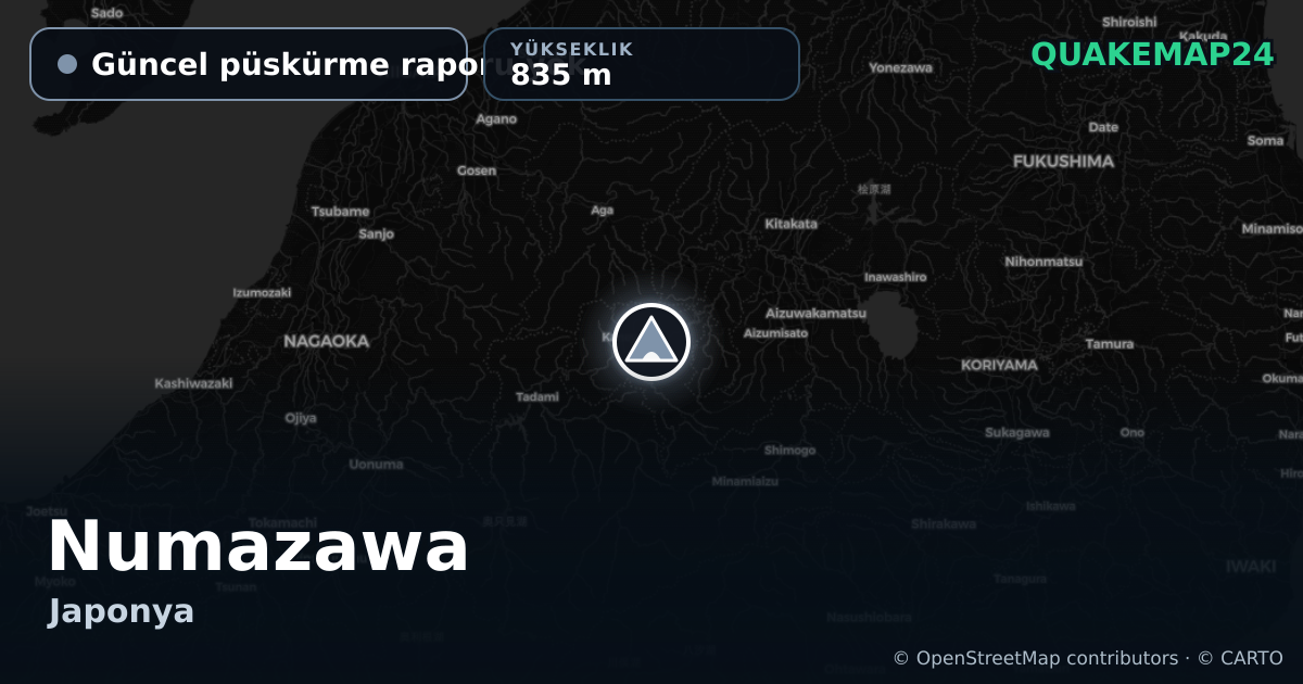 Numazawa · Güncel püskürme raporu yok · 835 m
