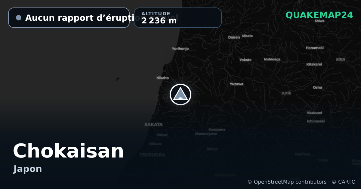 Chokaisan · Aucun rapport d’éruption actuel · 2 236 m