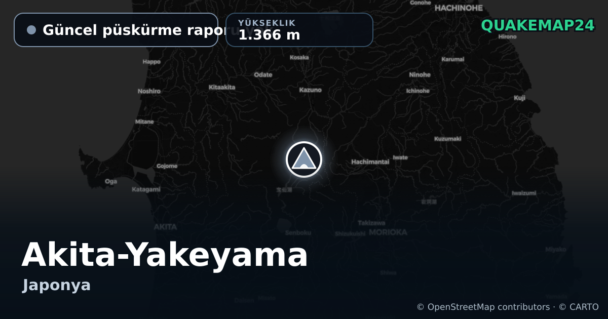 Akita-Yakeyama · Güncel püskürme raporu yok · 1.366 m