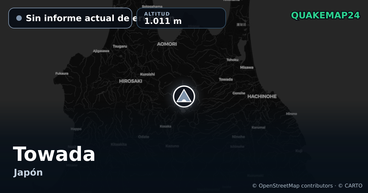 Towada · Sin informe actual de erupción · 1.011 m