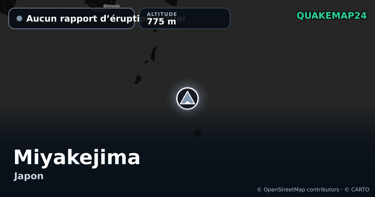 Miyakejima · Aucun rapport d’éruption actuel · 775 m