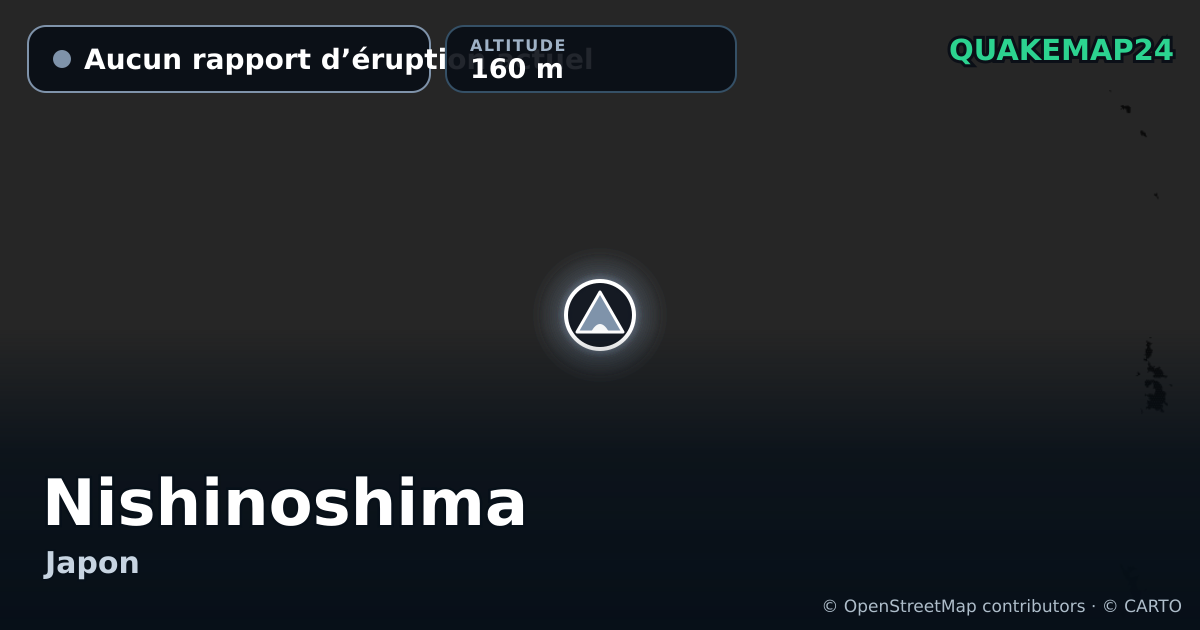 Nishinoshima · Aucun rapport d’éruption actuel · 160 m