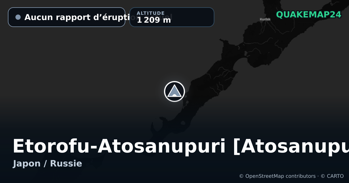 Etorofu-Atosanupuri [Atosanupuri] · Aucun rapport d’éruption actuel · 1 209 m