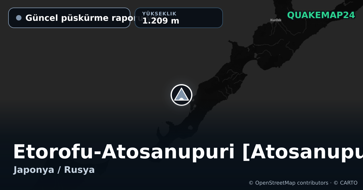 Etorofu-Atosanupuri [Atosanupuri] · Güncel püskürme raporu yok · 1.209 m