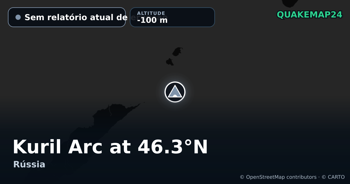 Kuril Arc at 46.3°N · Sem relatório atual de erupção · -100 m