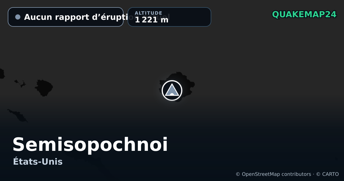 Semisopochnoi · Aucun rapport d’éruption actuel · 1 221 m