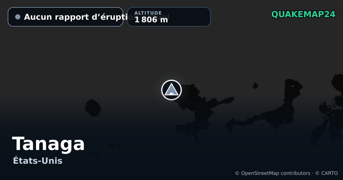Tanaga · Aucun rapport d’éruption actuel · 1 806 m