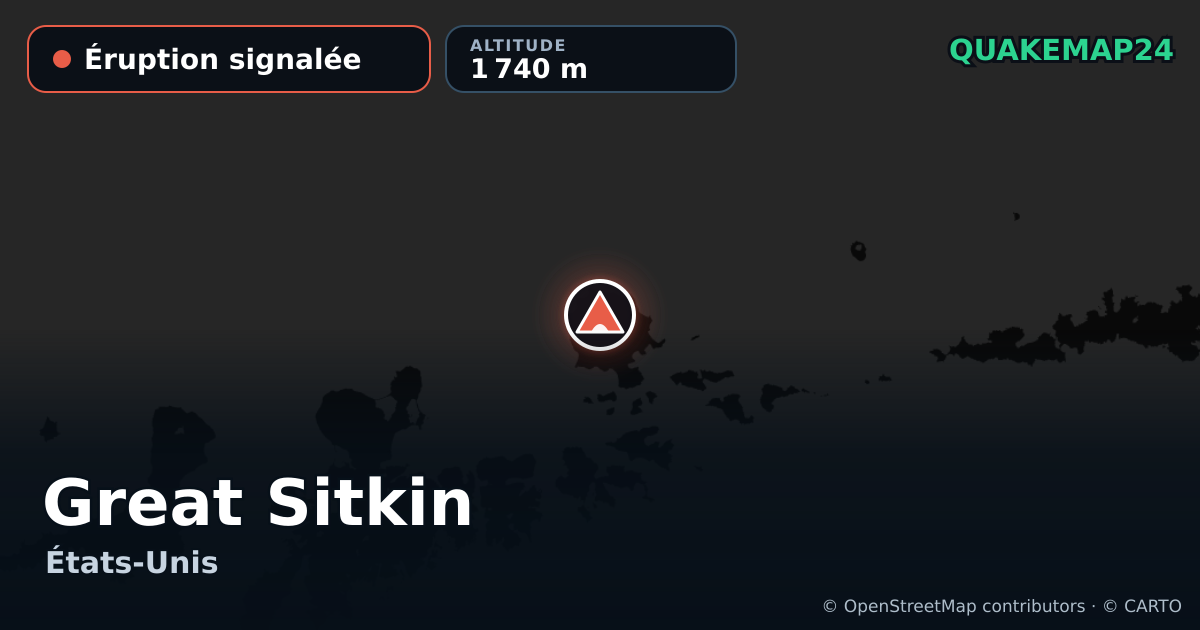 Great Sitkin · Éruption signalée · 1 740 m