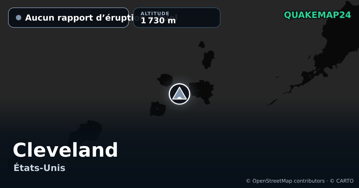 Cleveland · Aucun rapport d’éruption actuel · 1 730 m
