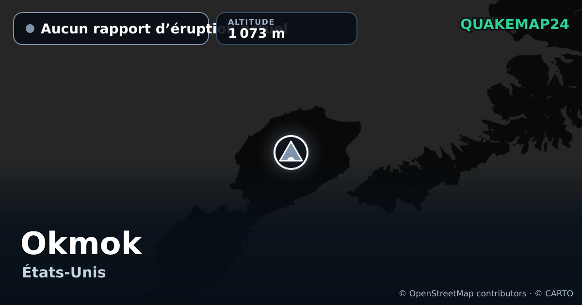Okmok · Aucun rapport d’éruption actuel · 1 073 m