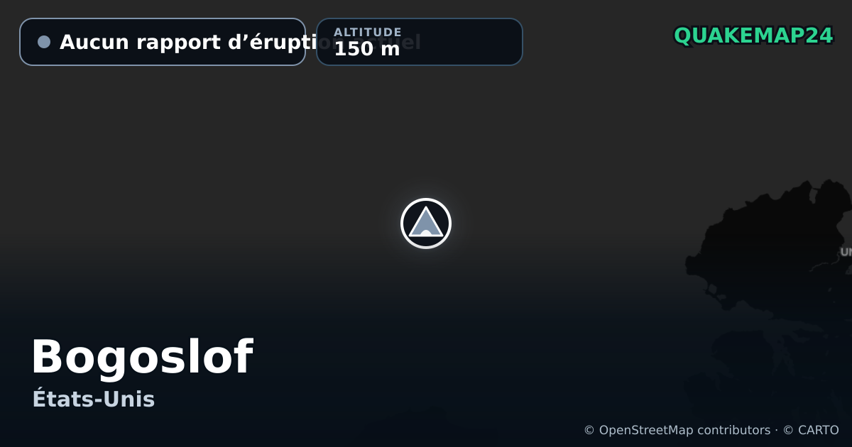 Bogoslof · Aucun rapport d’éruption actuel · 150 m