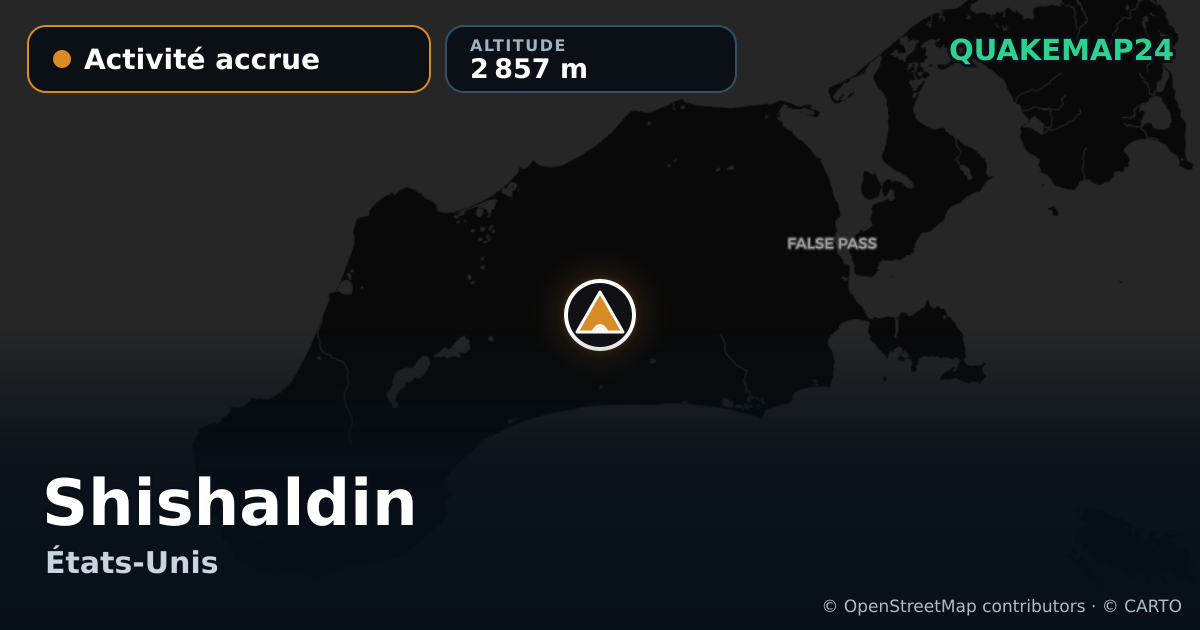 Shishaldin · Activité accrue · 2 857 m