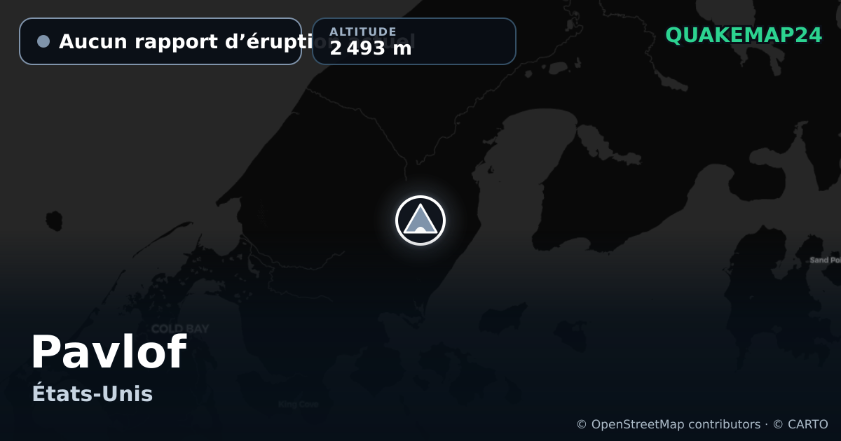Pavlof · Aucun rapport d’éruption actuel · 2 493 m