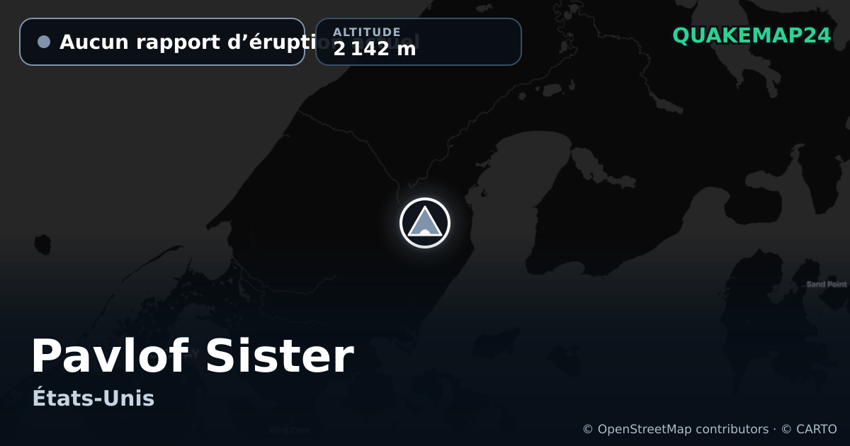 Pavlof Sister · Aucun rapport d’éruption actuel · 2 142 m