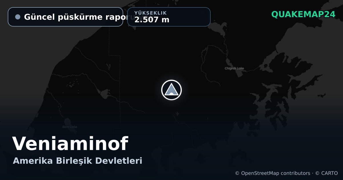 Veniaminof · Güncel püskürme raporu yok · 2.507 m
