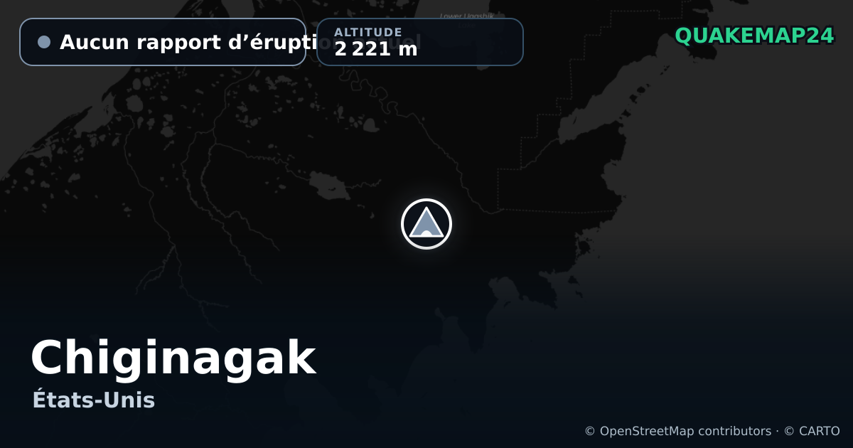 Chiginagak · Aucun rapport d’éruption actuel · 2 221 m
